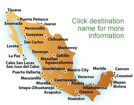 კურორტების in Mexico რუკა