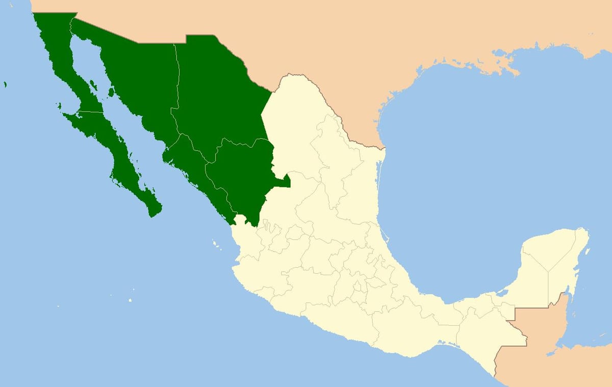 რუკა ჩრდილო მექსიკაში