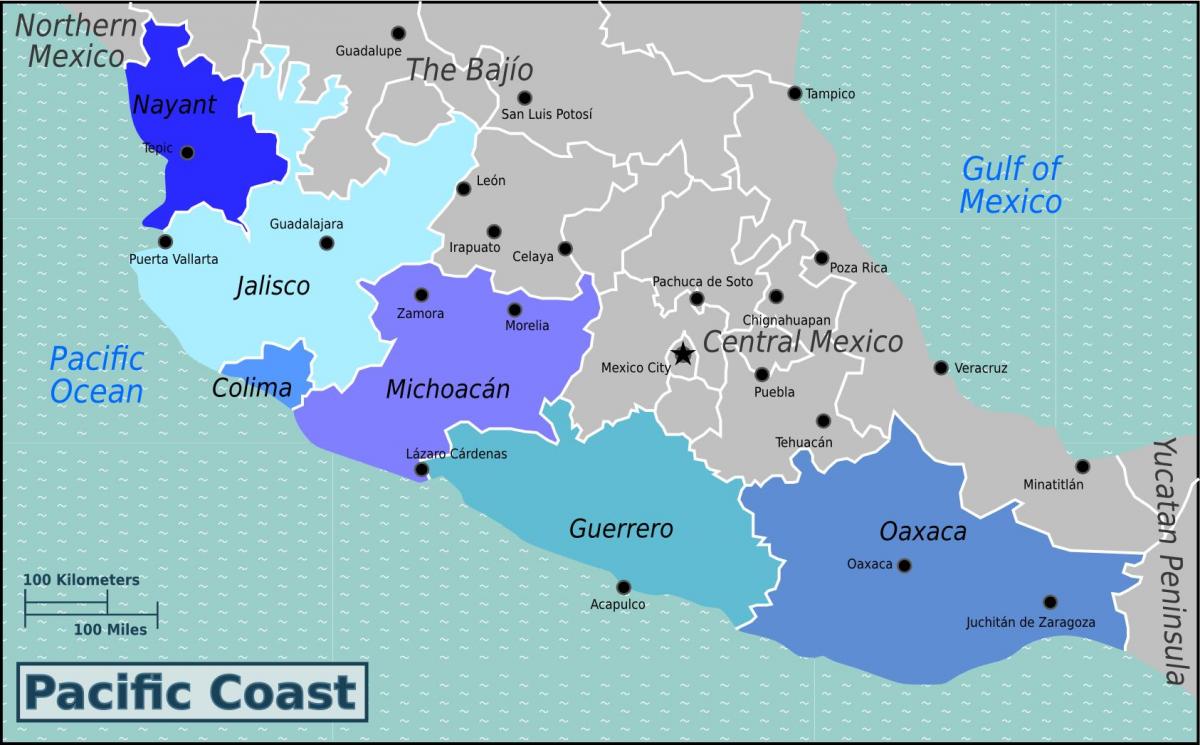 map of the pacific coast of Mexico