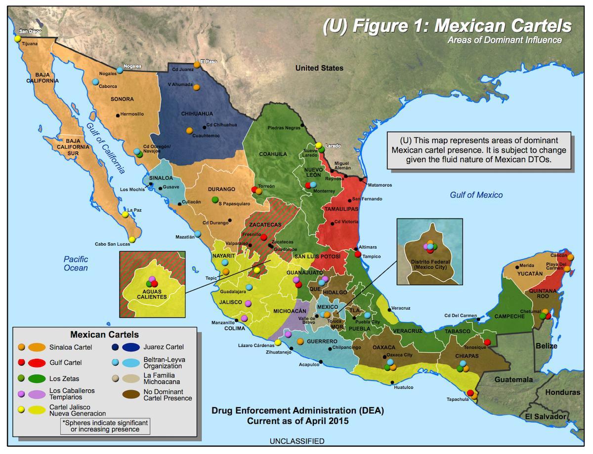 მექსიკის cartel რუკა