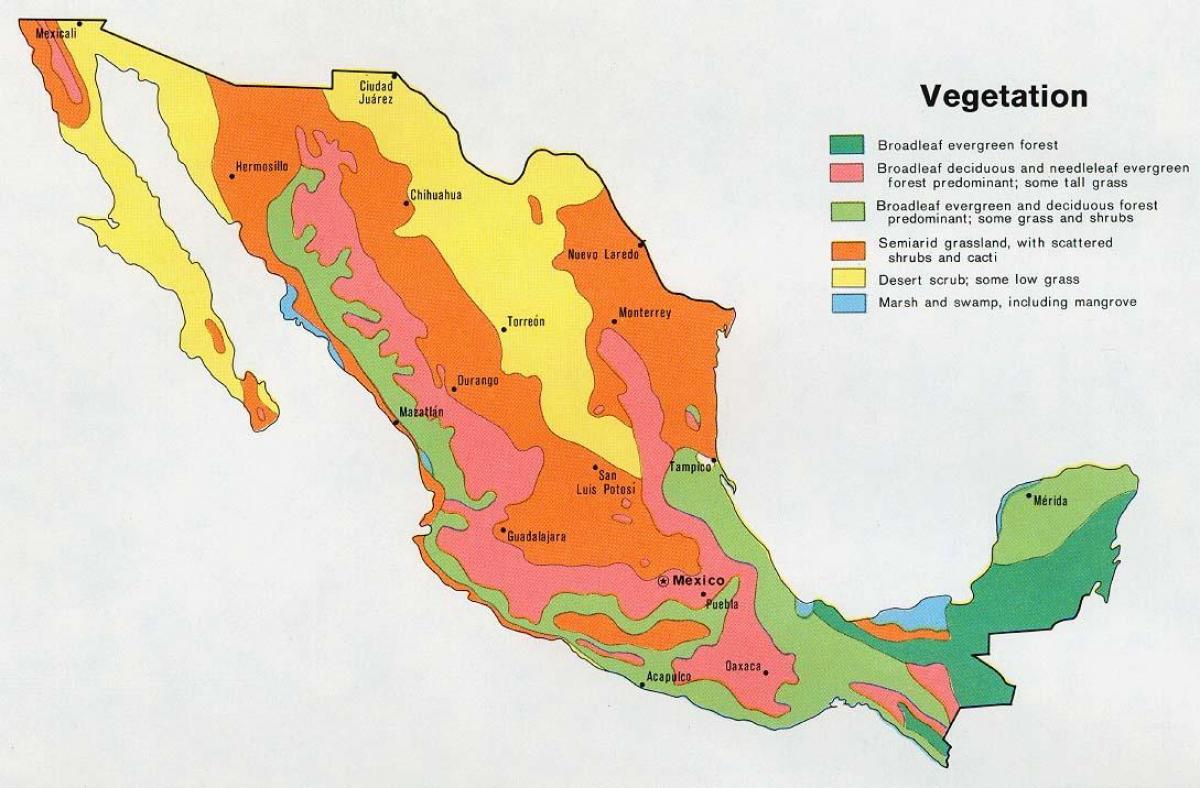 რუკა მექსიკაში natual რესურსები