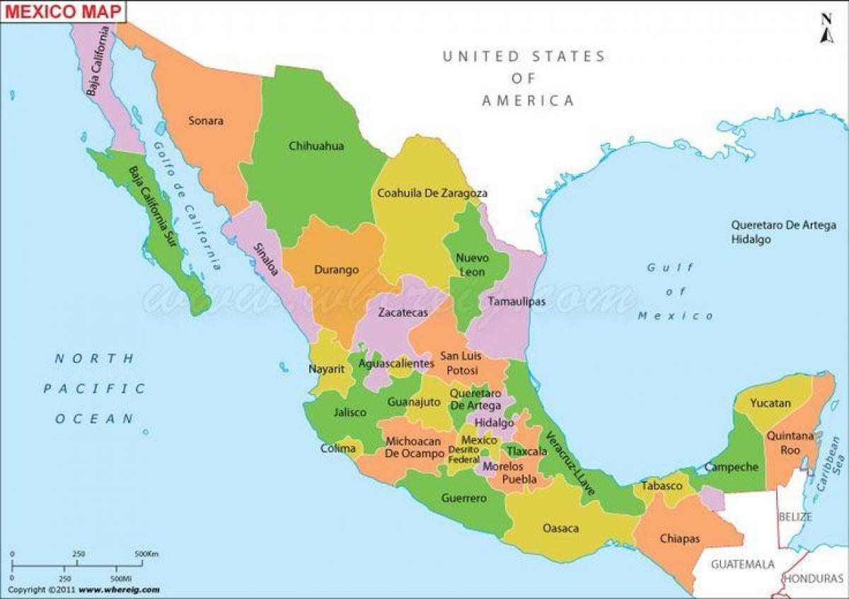 რუკა მექსიკაში შტატები