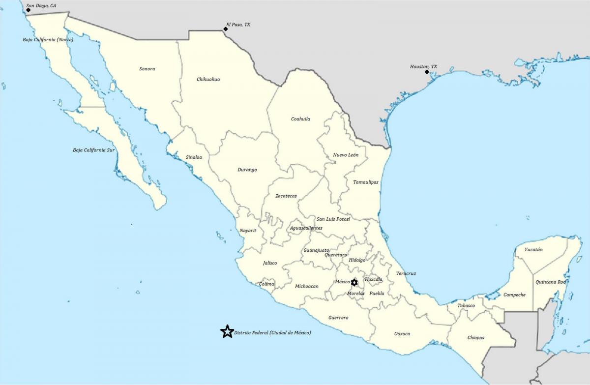 შტატები, მექსიკა რუკა
