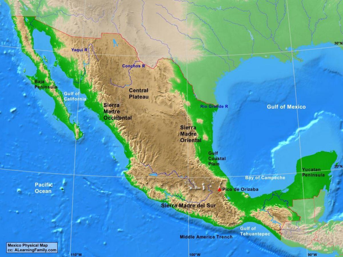 პლატოზე მექსიკაში რუკა