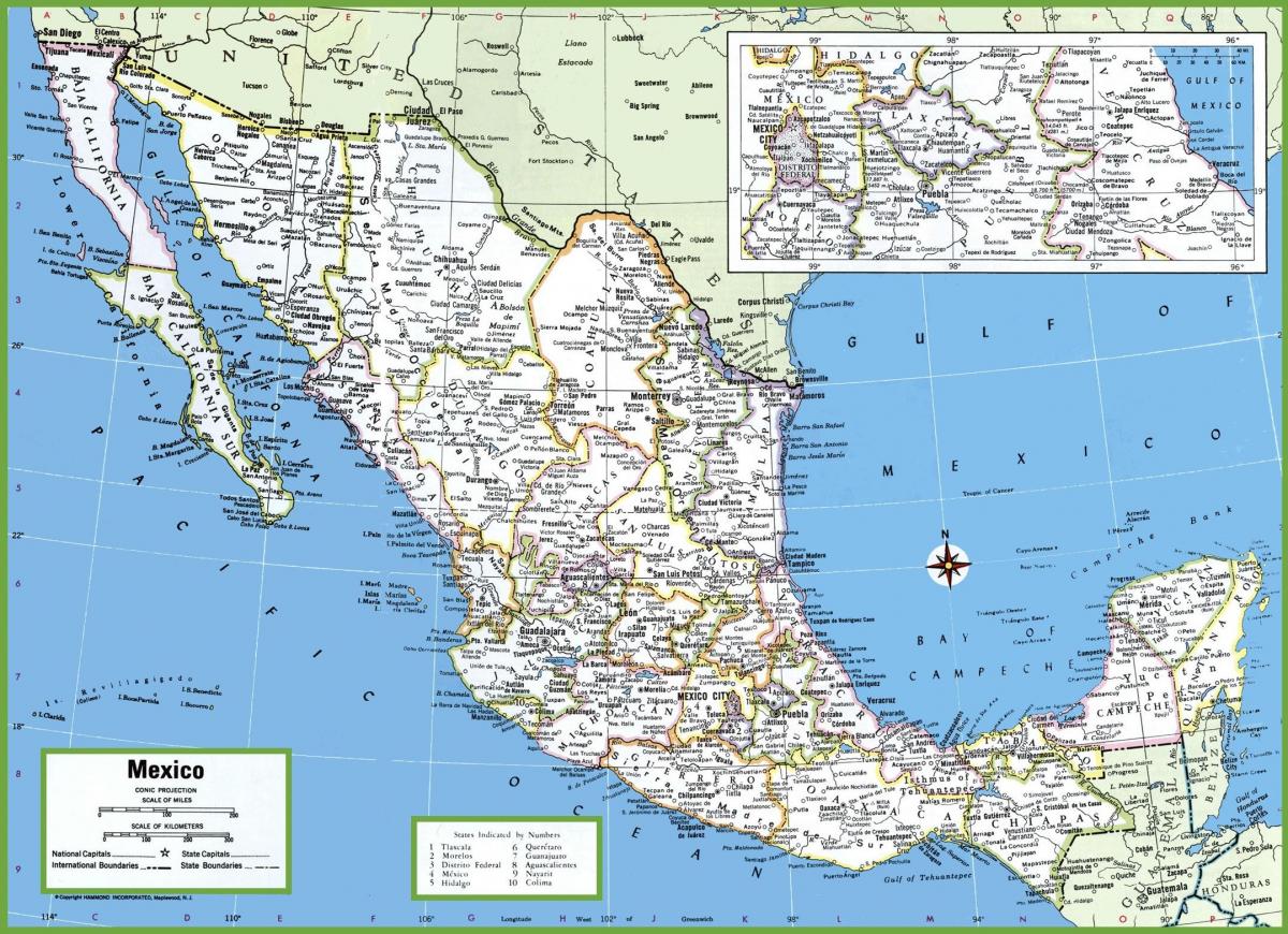 ქალაქები მექსიკაში რუკა