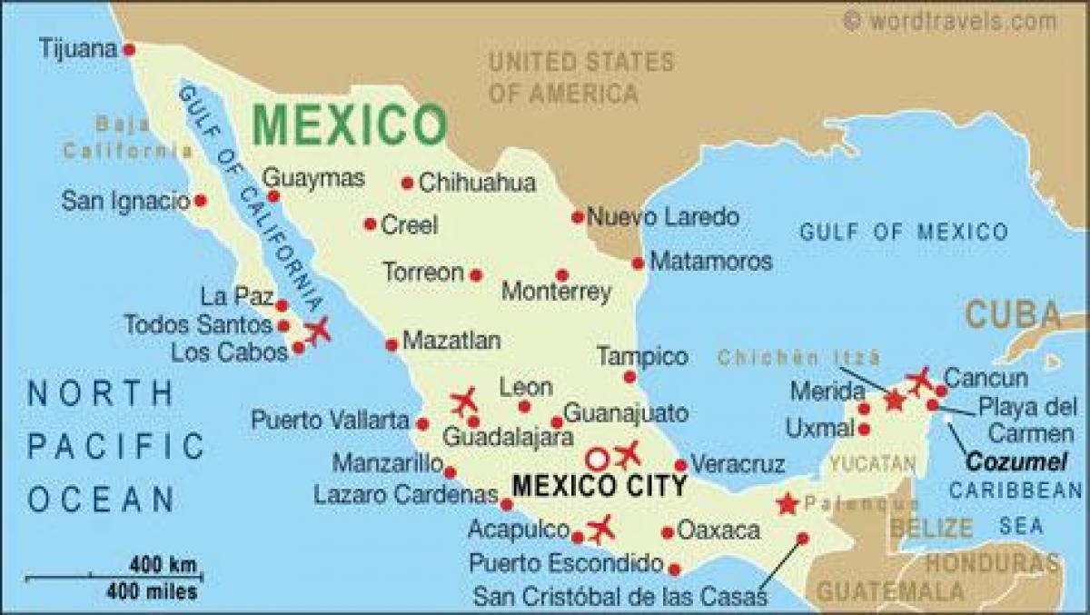 რუკა აეროპორტები მექსიკაში