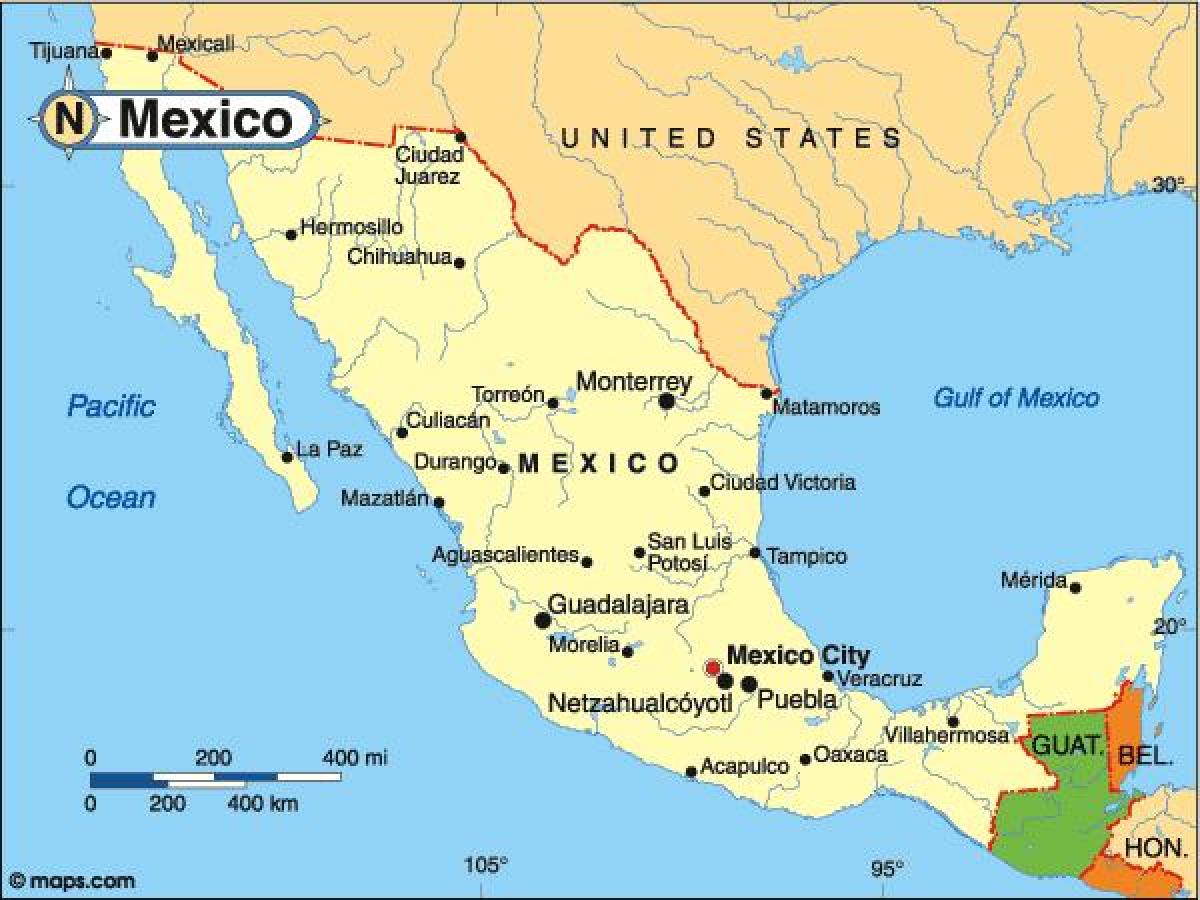 ქვეყანა მექსიკა რუკა