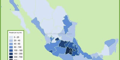 მოსახლეობის სიმჭიდროვე რუკა მექსიკაში
