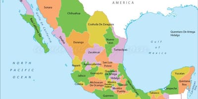 პოლიტიკური მექსიკაში რუკა