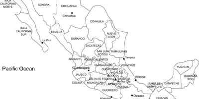 მექსიკაში ამოსაბეჭდი რუკა