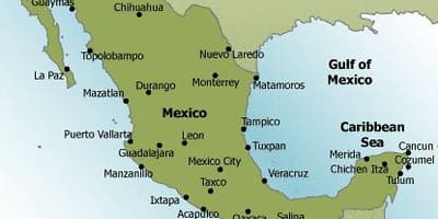 პლაჟები in Mexico რუკა